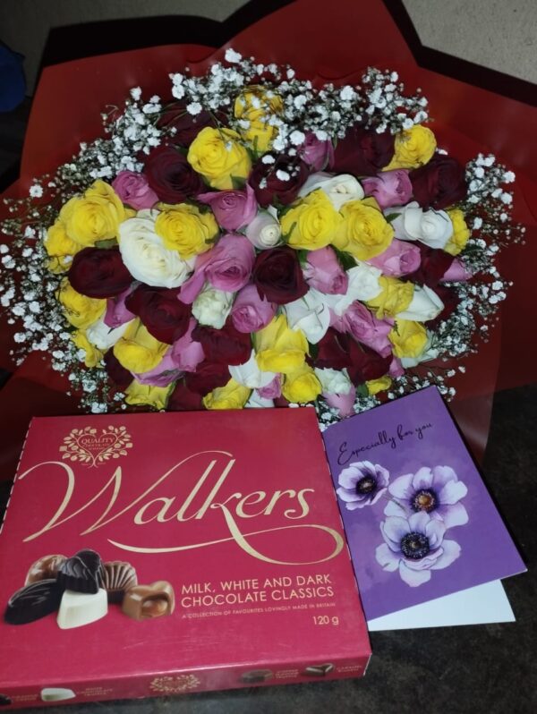 Mixed Roses with Chocolate