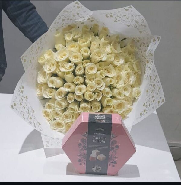 TURKISH DELIGHT WITH WHITE ROSES