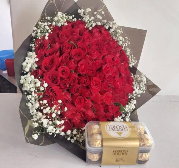 FERERO WITH RED ROSES