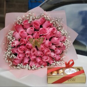 FERRERO WITH PINK ROSES