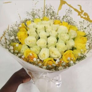 WHITE AND YELLOW ROSES