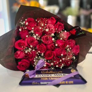 20 RED ROSES WITH CADBURY CHOCOLATE