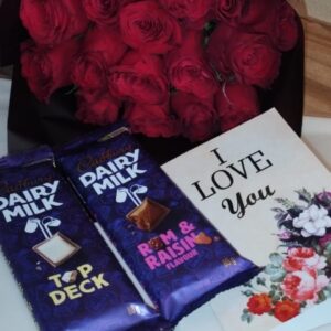 20 RED ROSES WITH 2 CADBURRIES