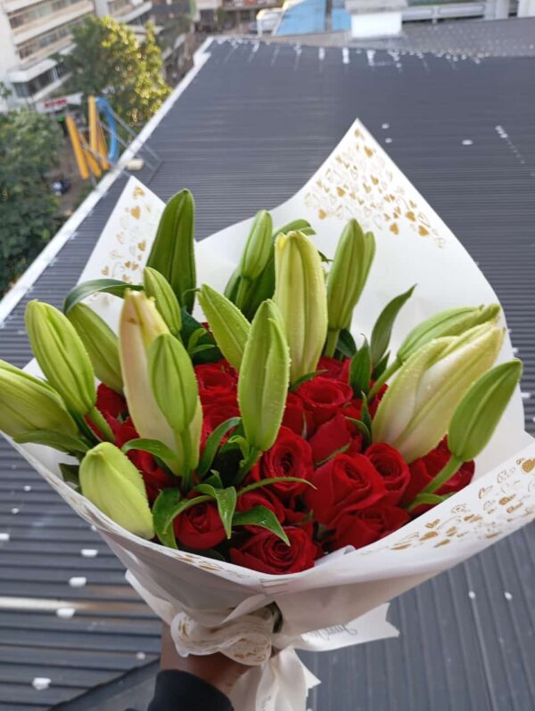 ROSES WITH LILLIES